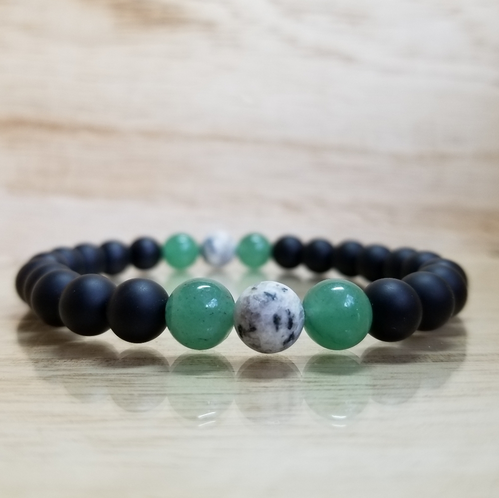 Aventurine, Jasper & Onyx Beaded Stretch B…